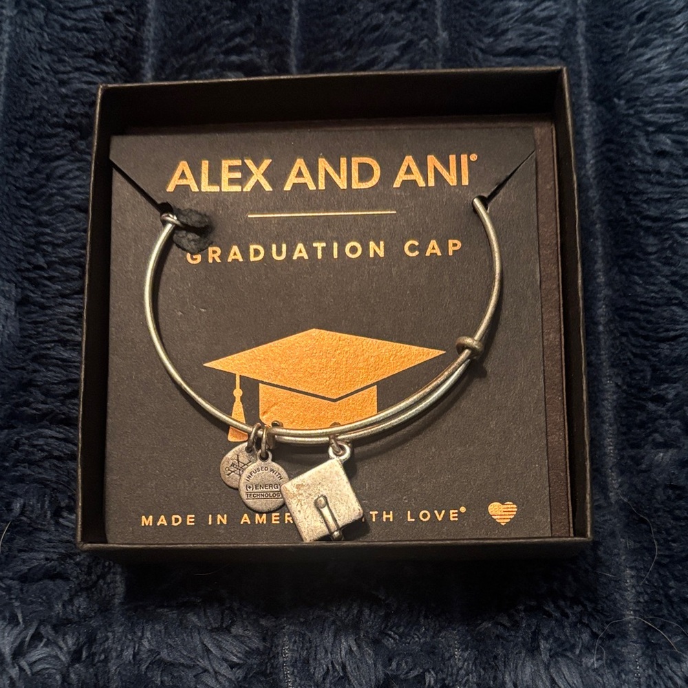Alex and Ani Silver Graduation Cap Charm Bracelet